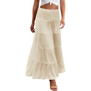 Breezy Long Maxi Skirt for Women - Casual High Waisted Boho Dress, Medium Size